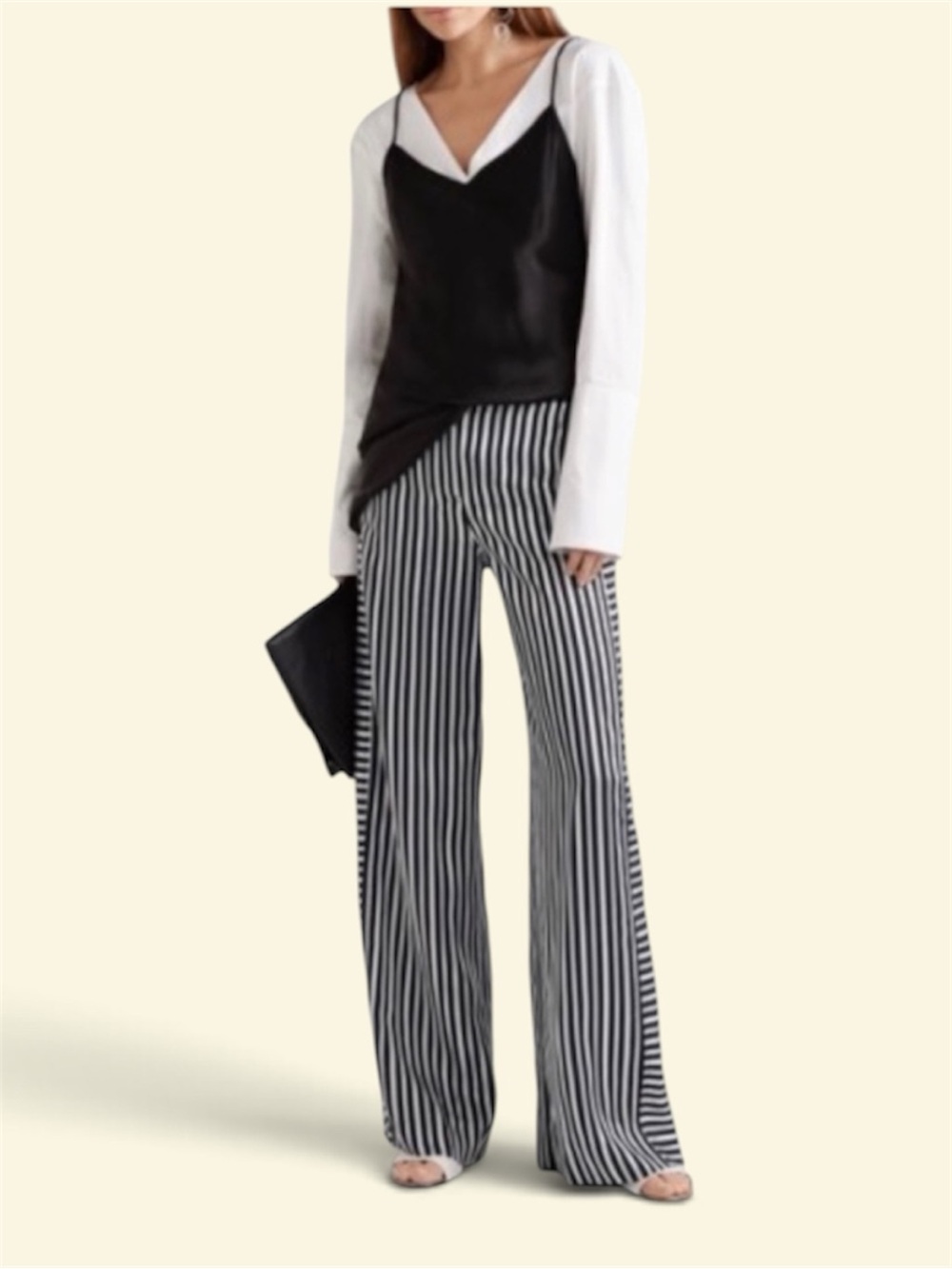 ELIZABETH & JAMES Jones Striped Satin & Crepe Wide Leg Pants Size 2
